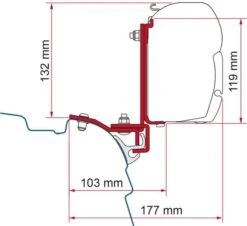 Fiamma F45S 260 Standart Adapter Für VW T5/T6 Ab Bj. 2003 Mit Multirail Reimo