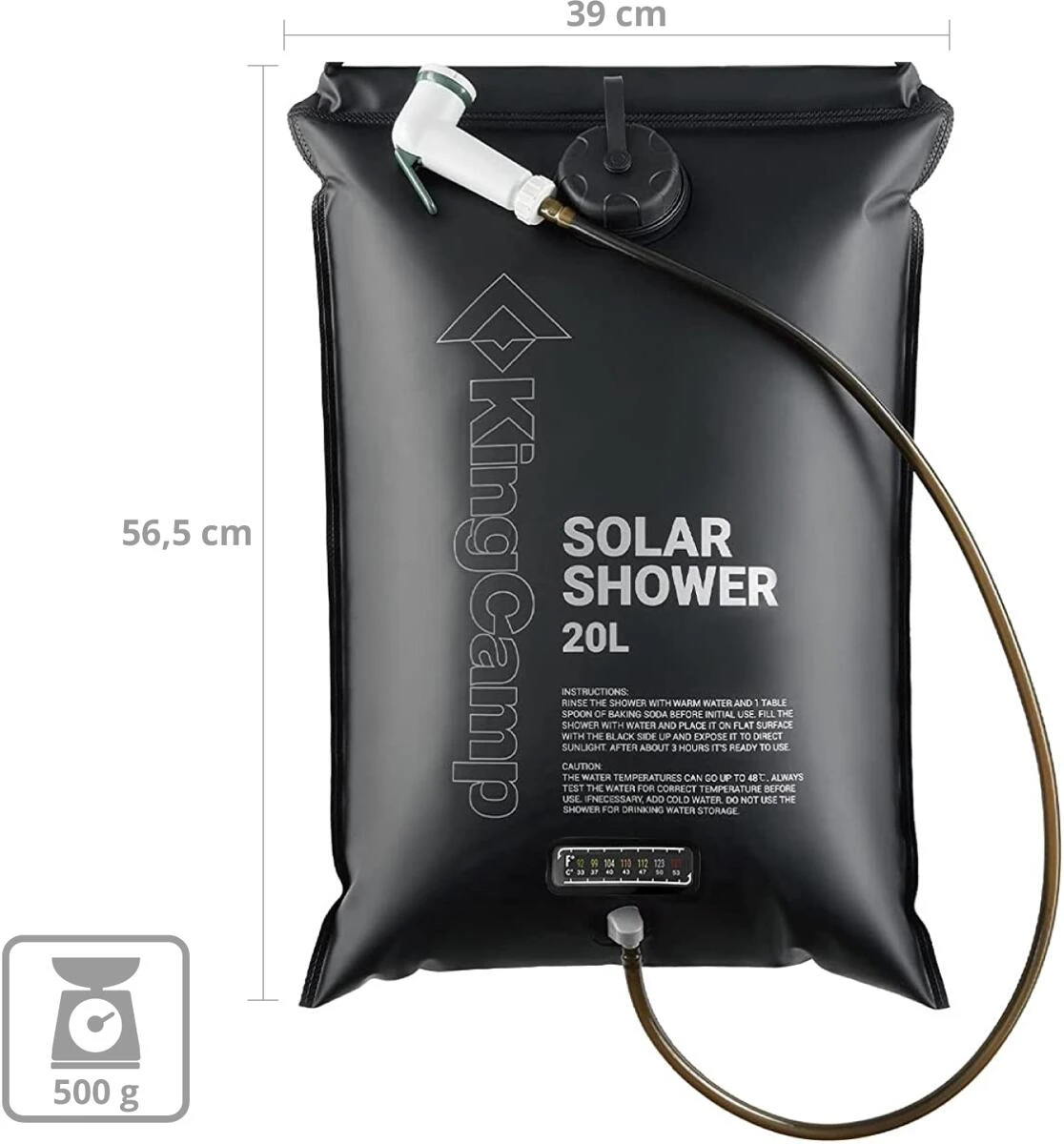 KingCamp Solar Shower Deluxe Campingdusche, Schwarz – Bild 2