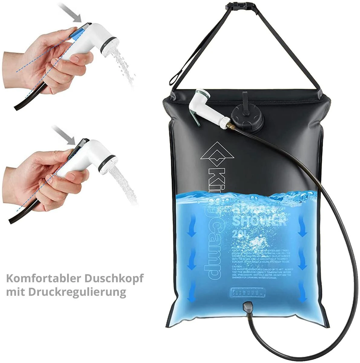 KingCamp Solar Shower Deluxe Campingdusche, Schwarz – Bild 3