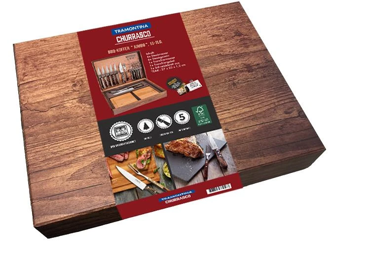 Tramontina Jumbo BBQ Koffer, Braun, 15-teilig â Bild 3