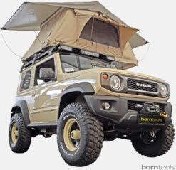 Horntools Dachzelt Trapper Joe Inkl. Vorzelt, 245x126x145cm, Sand