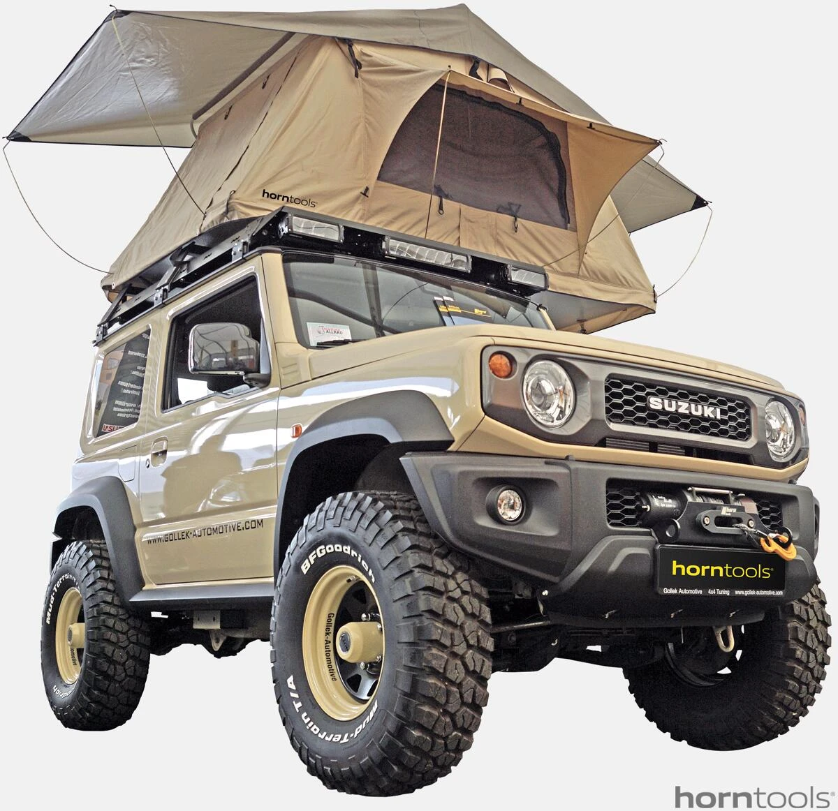 Horntools Dachzelt Trapper Joe Inkl. Vorzelt, 245x126x145cm, Sand