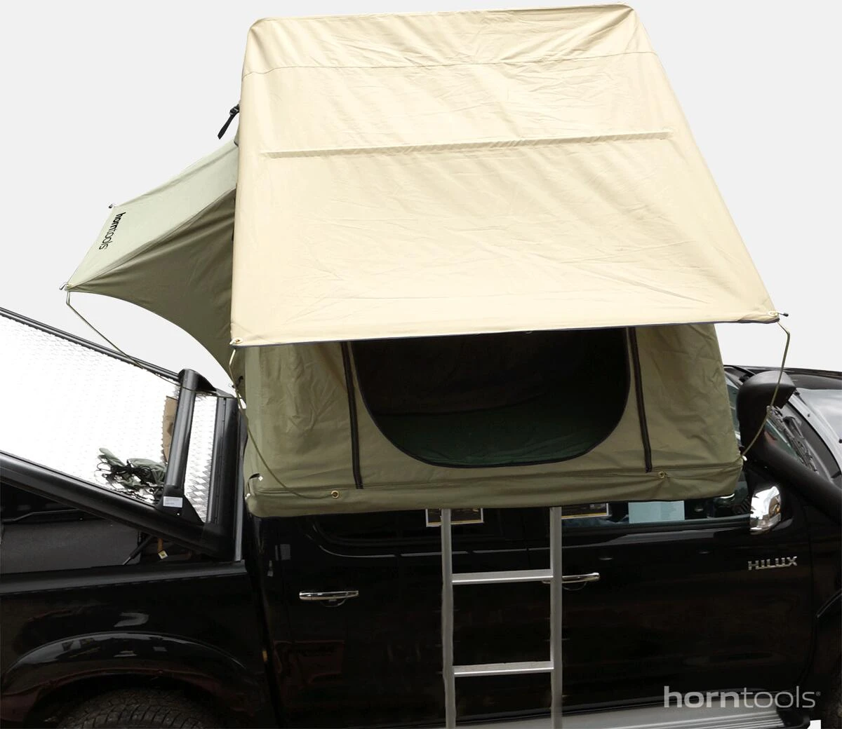 Horntools Dachzelt Trapper Joe Inkl. Vorzelt, 245x126x145cm, Sand â Bild 5