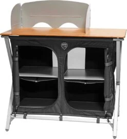 DEFA Double Faltkochtisch 4 Fächer Mit Bambusabdeckplatte, 100x49x82cm, Grau