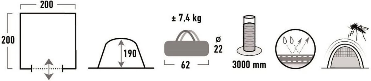 High Peak Veneto Mehrzweckzelt, 200x200cm, Hellgrau-dunkelgrau-blau – Bild 2