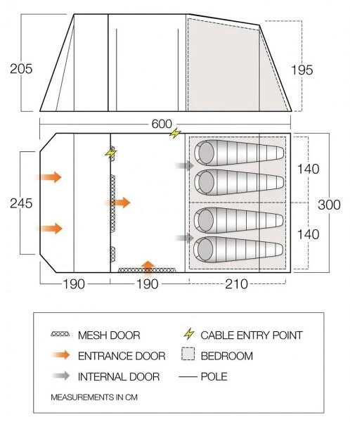Vango Joro 450 Tunnelzelt, 4-Personen, 600x300cm, Blau â Bild 13